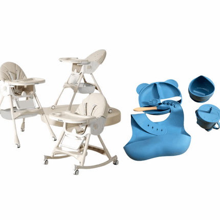 Kidilo Food Chair 8131A & طقم طعام سيليكون ٦ قطع