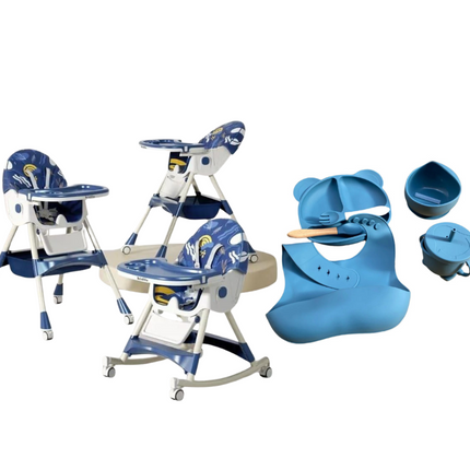 Kidilo Food Chair 8131A & طقم طعام سيليكون ٦ قطع