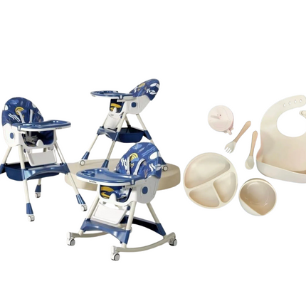 Kidilo Food Chair 8131A & طقم طعام سيليكون ٦ قطع