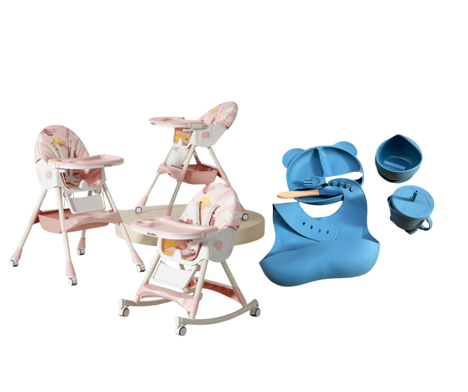 Kidilo Food Chair 8131A & طقم طعام سيليكون ٦ قطع