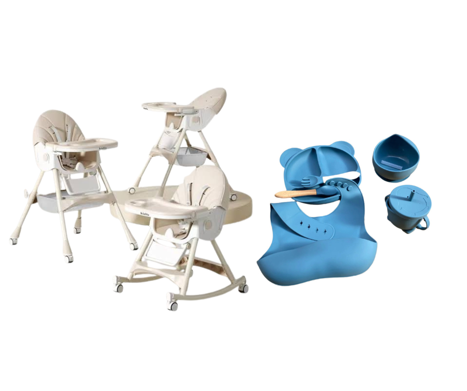 Kidilo Food Chair 8131A & طقم طعام سيليكون ٦ قطع