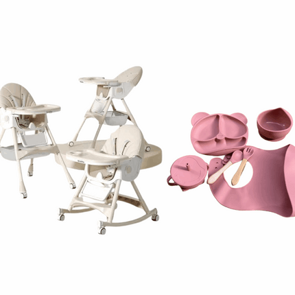 Kidilo Food Chair 8131A & طقم طعام سيليكون ٦ قطع
