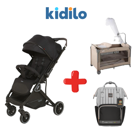 Kidilo Stroller K919 + Kidilo Bed T702L + Kidilo Diaper Bag