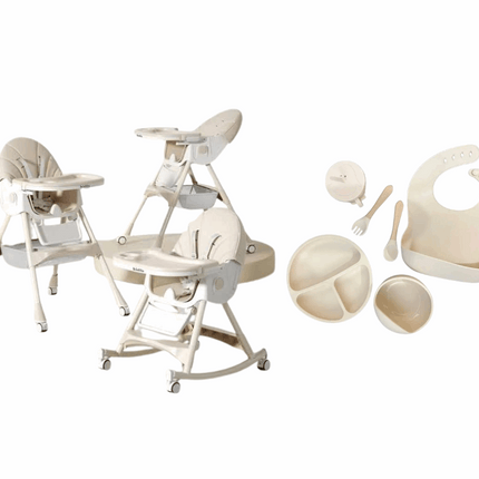 Kidilo Food Chair 8131A & طقم طعام سيليكون ٦ قطع