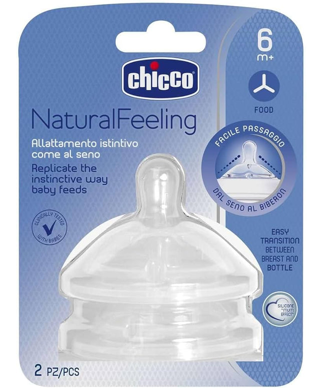 Chicco NATURAL FEELING Teat 6m+ Food Flow 2 pcs