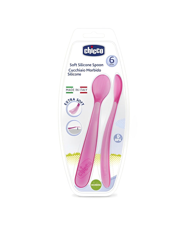 Chicco Soft Silicone Spoon 6M+ | ٢ملعقة سيلكون ماركة شيكو +6 شهور