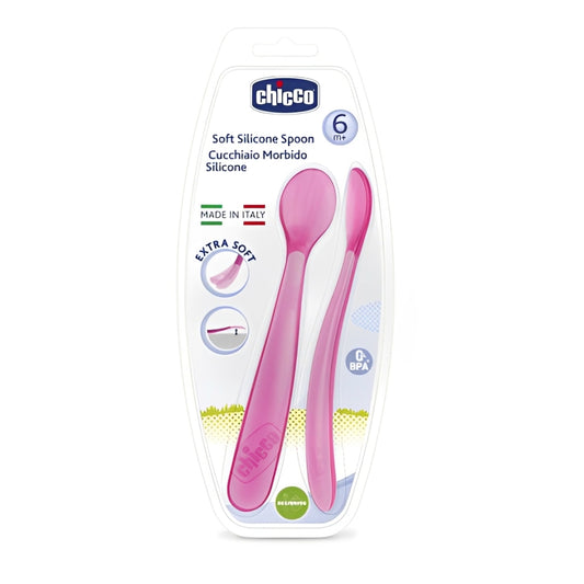 Chicco Soft Silicone Spoon 6M+ | ٢ملعقة سيلكون ماركة شيكو +6 شهور