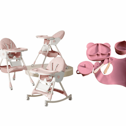 Kidilo Food Chair 8131A & طقم طعام سيليكون ٦ قطع