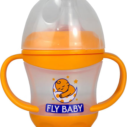Fly Baby Baby Bottle Duckbill With Handle-Orange | زجاجة رضاعة أطفال فلاي بيبي بتصميم منقار البط مع مقبض - برتقالي