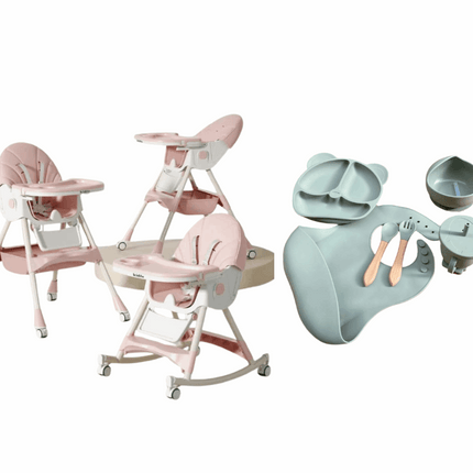 Kidilo Food Chair 8131A & طقم طعام سيليكون ٦ قطع