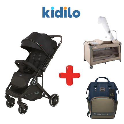 Kidilo Stroller K919 + Kidilo Bed T702L + Kidilo Diaper Bag