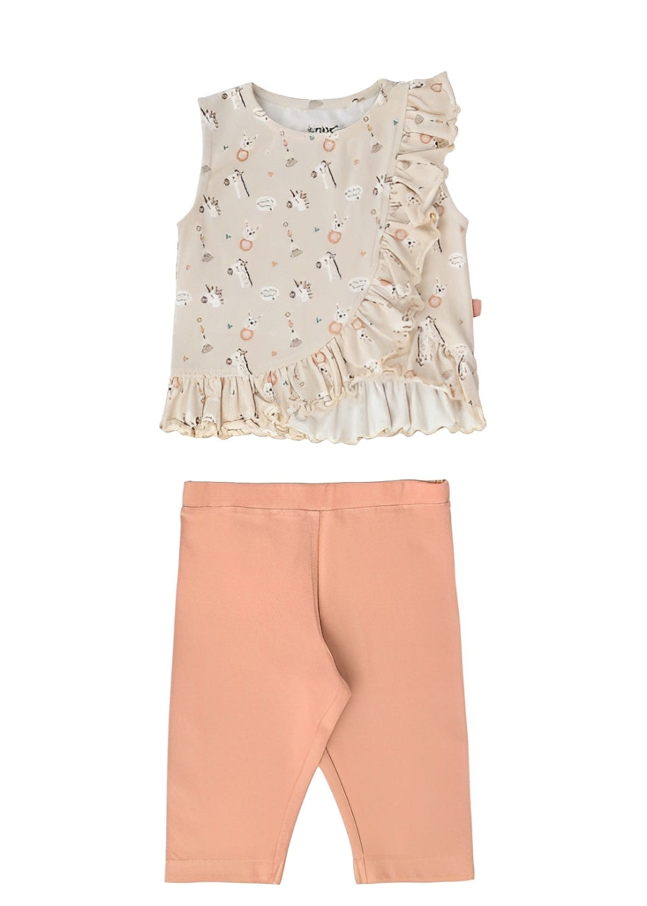Junior Rouned Pijama Set Baby Girl - Orange