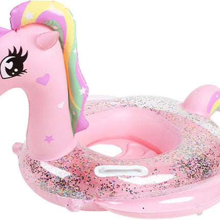 Unicorn Inflatable Swim Ring Float – Glitter Pink | عوامة سباحة قابلة للنفخ بتصميم يونيكورن لامع – وردي