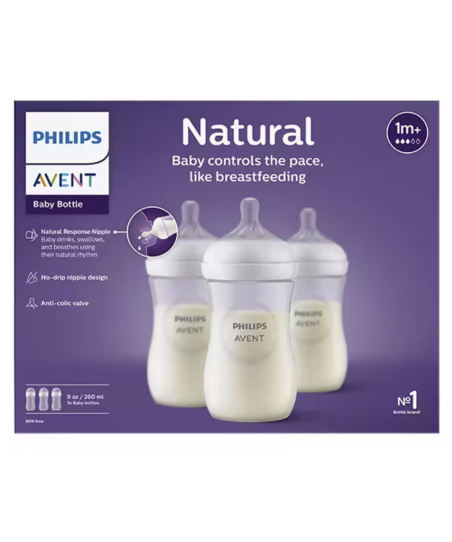 Philips Avent Natural Response Bottle  (1M+) 260ml- 3 Pack