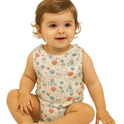 Junior Baby Bodysuit Sleeveless Baby Girl - Pink, Blue,Beige