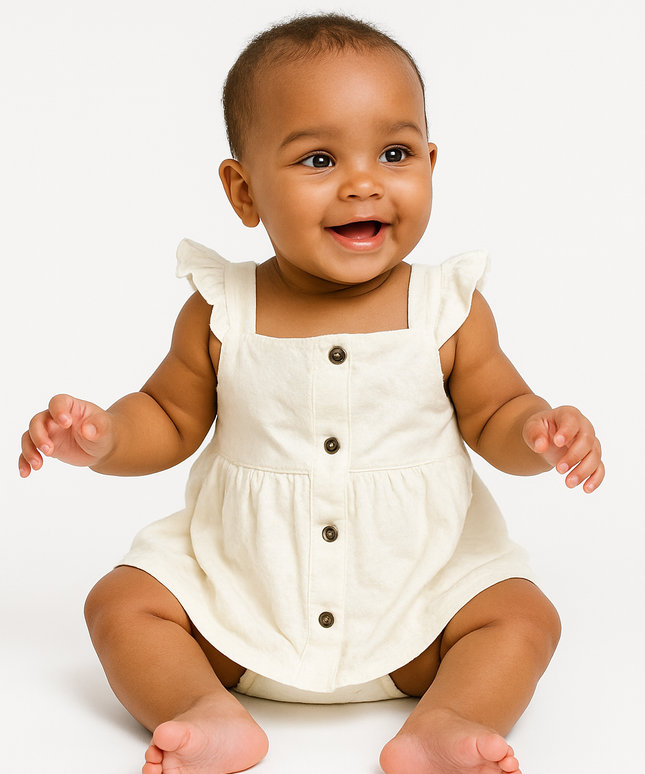 Junior Rouned Dress Set Baby Girl - offWhite