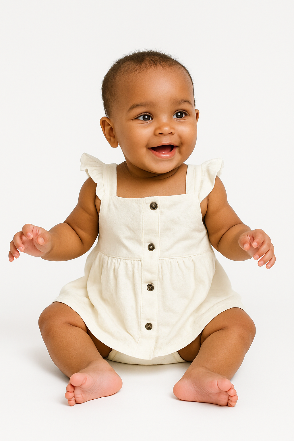 Junior Rouned Dress Set Baby Girl - offWhite