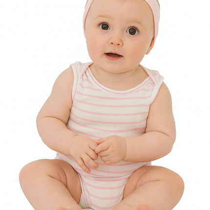 Junior Baby Bodysuit Sleeveless Baby Girl -Beige ,Pink