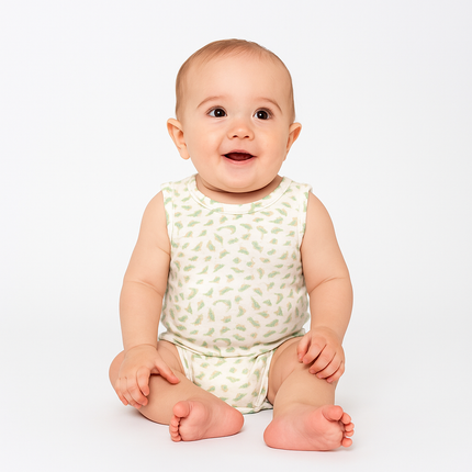 Junior Baby Bodysuit Sleeveless Baby Girl - Green,Animal Print