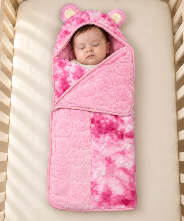 SnuggleCloud Hooded Baby Blanket pink - 2