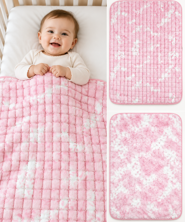 CloudCuddle Plush Baby Blanket pink 2 faces - 2