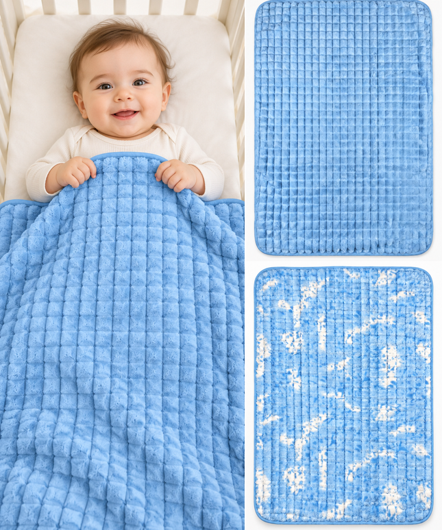 CloudCuddle Plush Baby Blanket blue 2 faces - 2