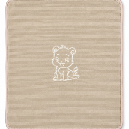 Beige Hooded Baby Blanket – كوفرتة أطفال بيج بغطاء رأس بتصميم الأسد