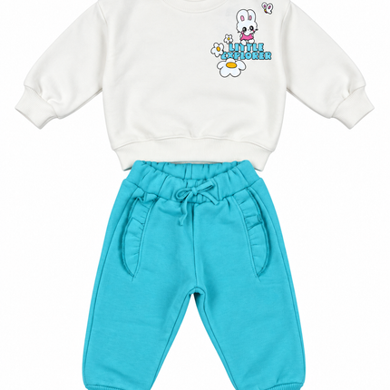 Fleece-Lined Little Explorer Baby Sweatshirt & Jogger Set – طقم أطفال شتوي مبطن سويت شيرت وبنطلون Little Explorer