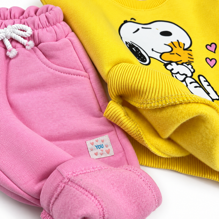 طقم سويت شيرت وبنطلون للأطفال سنوبي