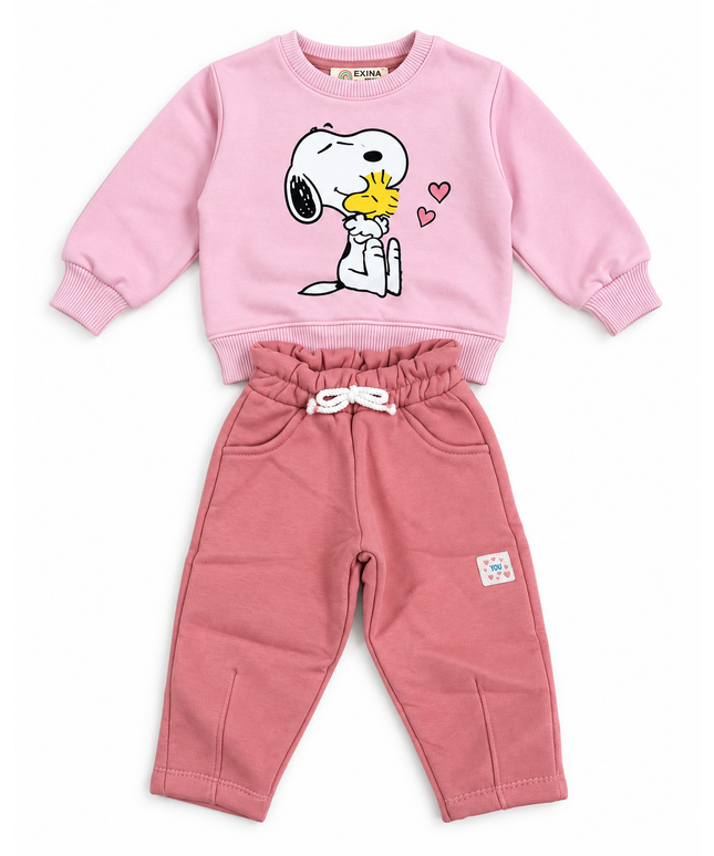 Snoopy Baby Sweatshirt & Pants Set - pink