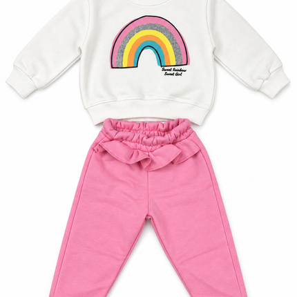 Rainbow Baby Sweatshirt & Pants Set – طقم أطفال سويت شيرت وبنطلون بتصميم قوس قزح