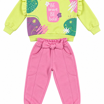 Be Brave Be Bold Girls Sweatshirt & Jogger Set – طقم بناتي سويت شيرت وبنطلون بتصميم Be Brave Be Bold