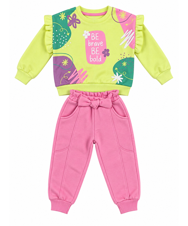 Be Brave Be Bold Girls Sweatshirt & Jogger Set - pink