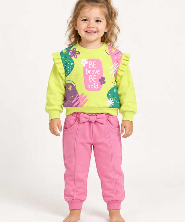 Be Brave Be Bold Girls Sweatshirt & Jogger Set - 2