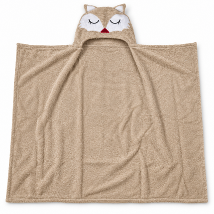 Junior Baby Hooded Bath Towel with Cute Fox Design 4-0605 – منشفة استحمام أطفال جونيور بغطاء رأس بتصميم ثعلب لطيف  الوصف بالعربي: