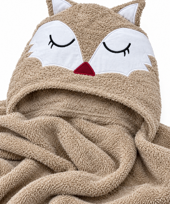 Junior Baby Hooded Bath Towel with Cute Fox Design 4-0605 - 2