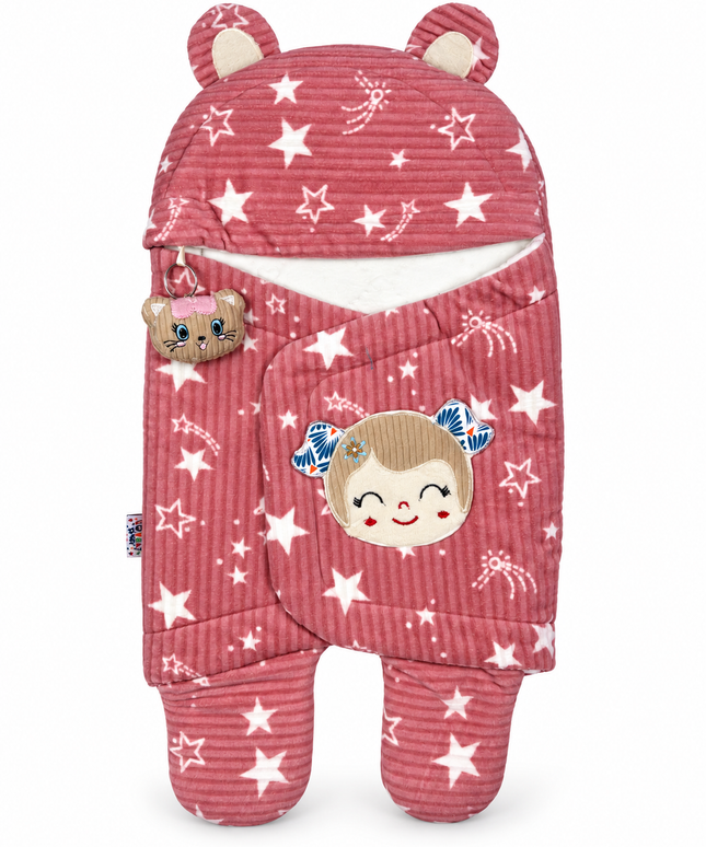CozyNest Baby Wrap – Star & Teddy Print - 2