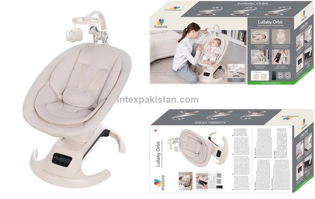 Mastela Lullaby Orbit Electric Baby Swing & Rocker with Music and Toys | مرجيحة وهزاز أطفال كهربائي Mastela Lullaby Orbit بالموسيقى والألعاب –