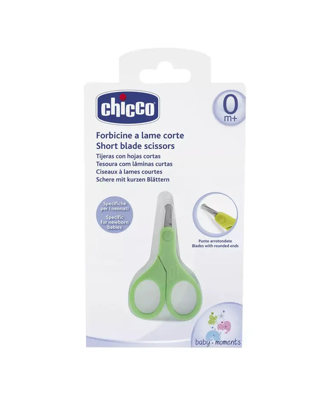 Chicco Baby Moments Short Blade Scissors - Green | مقص شيكو بيبي مومنتس شفرة قصيرة - أخضر
