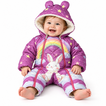 Bebic Baby Winter Romper double face rabbit and rainbow 11969