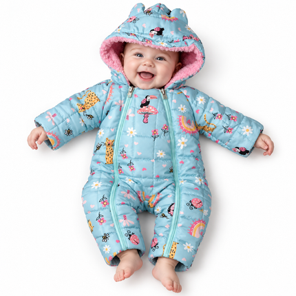 Bebic Baby Winter Romper double face rainbow and flower 12145