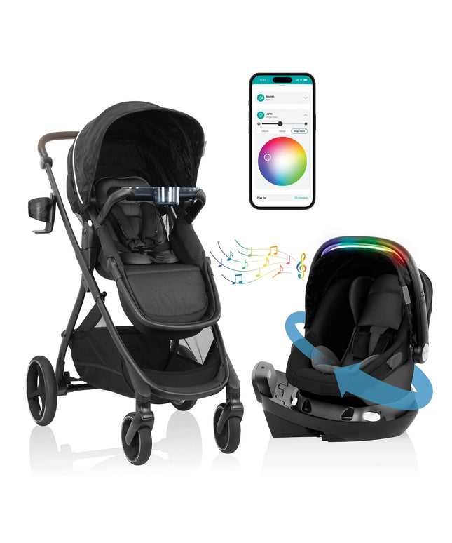 Evenflo Shyft Intuiti+ Travel System Featuring Revolve180 LiteMax NXT Preemie and Infant Car Seat with SensorySoothe