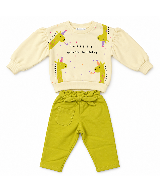 Exina Baby sweatshirt & jogger set happy giraffe birthday