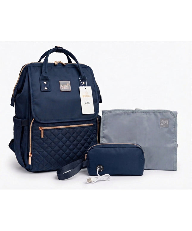 Kidilo All-in-One Diaper Bag with heat USB K9 -حقيبة أطفال
