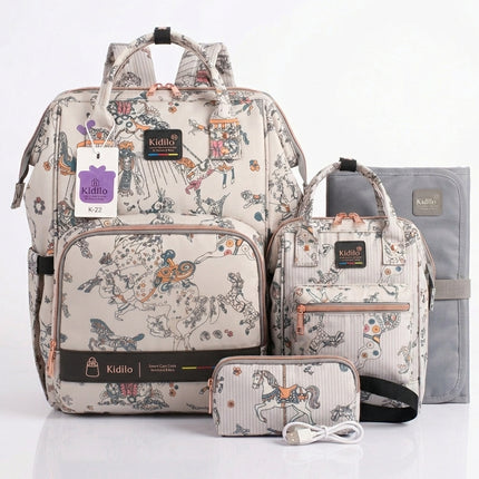 Kidilo All-in-One Diaper Bag with heat USB K21 SET -حقيبة أطفال
