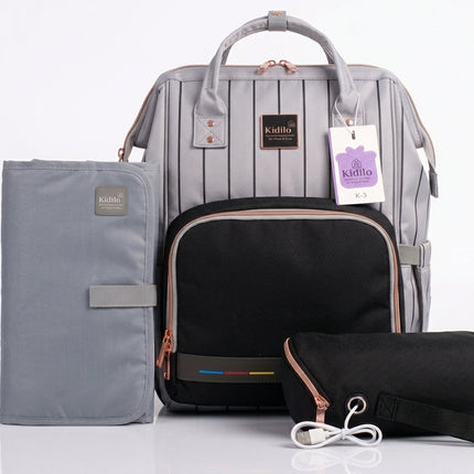 Kidilo All-in-One Diaper Bag with heat USB K3 -حقيبة أطفال