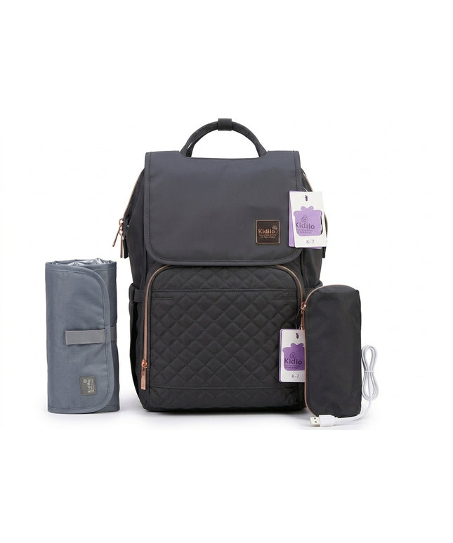 Kidilo All-in-One Diaper Bag with heat USB K7 -حقيبة أطفال