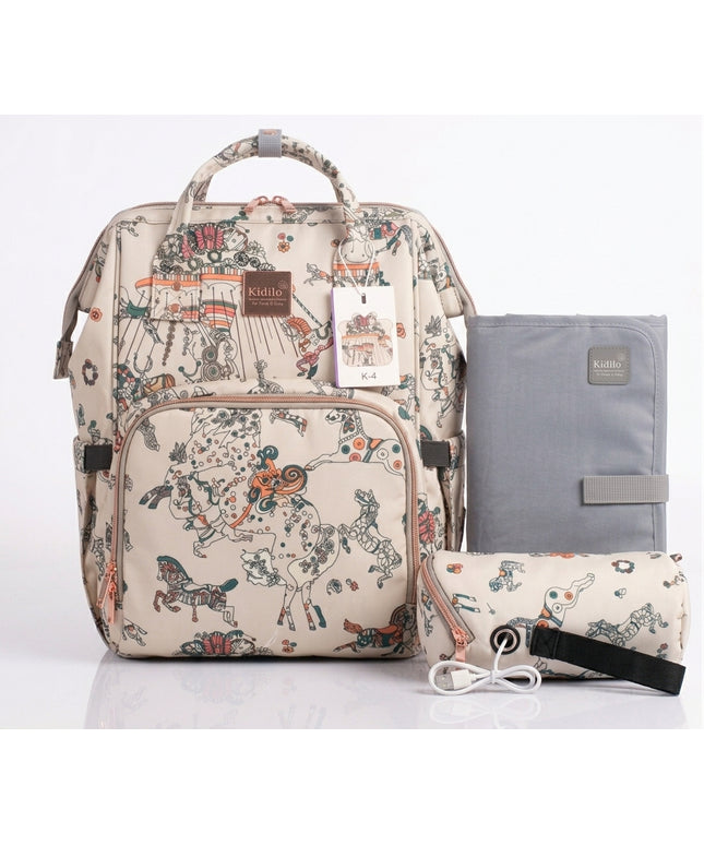 Kidilo All-in-One Diaper Bag with heat USB K6 -حقيبة أطفال