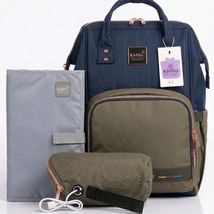 Kidilo All-in-One Diaper Bag with heat USB K2 -حقيبة أطفال