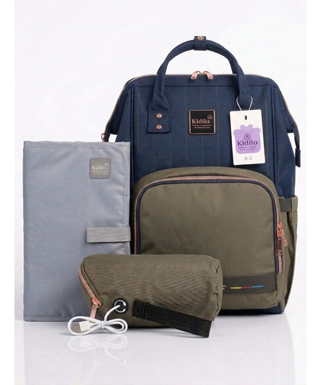 Kidilo All-in-One Diaper Bag with heat USB K2 -حقيبة أطفال
